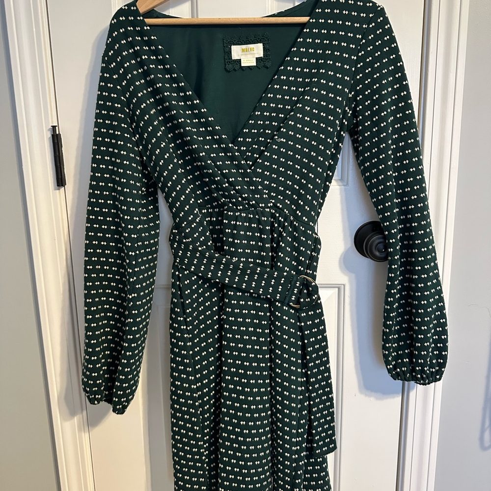 Maeve Green Polka Dot Wrap Dress